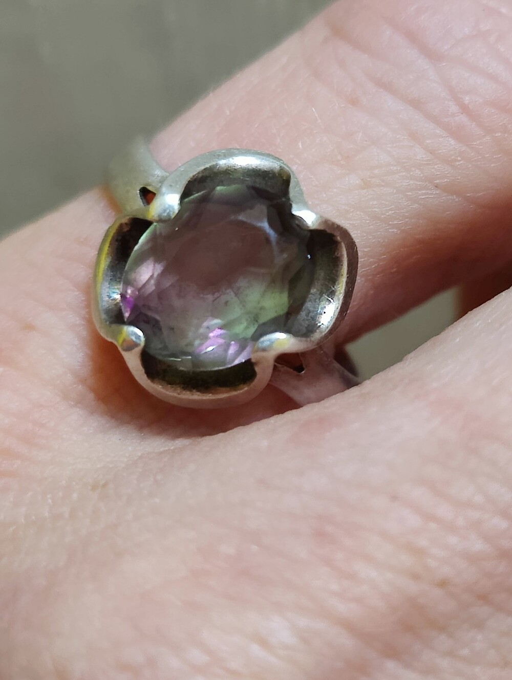 Vintage Sterling Silver Fluorite Ring - Picture 14 of 15